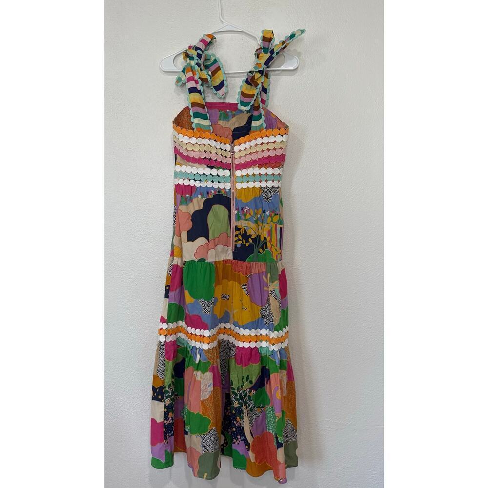 CeliaB Phuket Multicolor Abstract Rainbow Scalloped Midi Dress Artcore Small - Picture 5 of 10